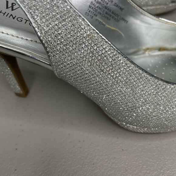Worthington Pump Heels Slingback Ankle Strap Open Toe‎ Studded Silver Size 6.5 - Picture 12 of 12